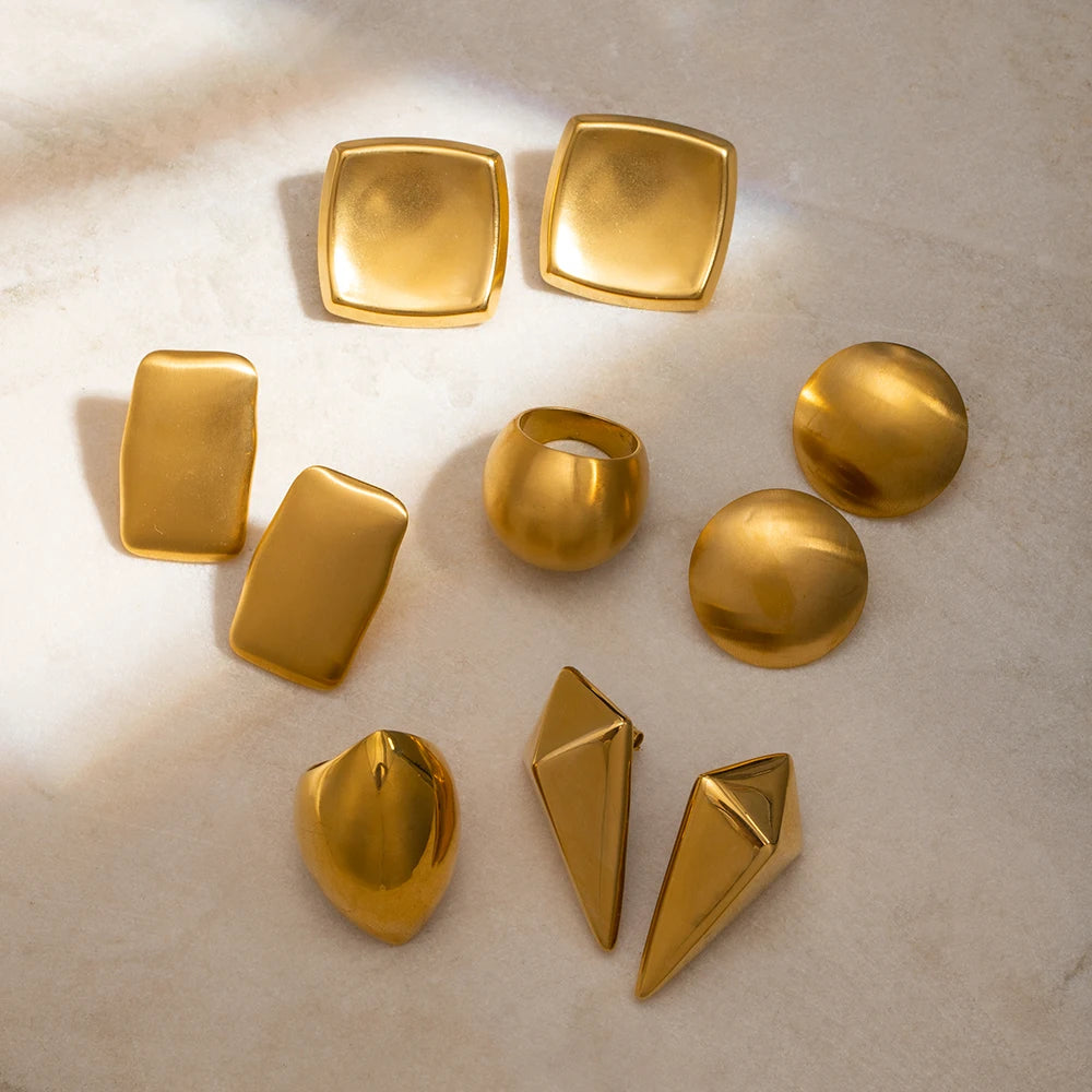 Matte Gold Button Earrings - Sleek and Sophisticated Jewelry Piece