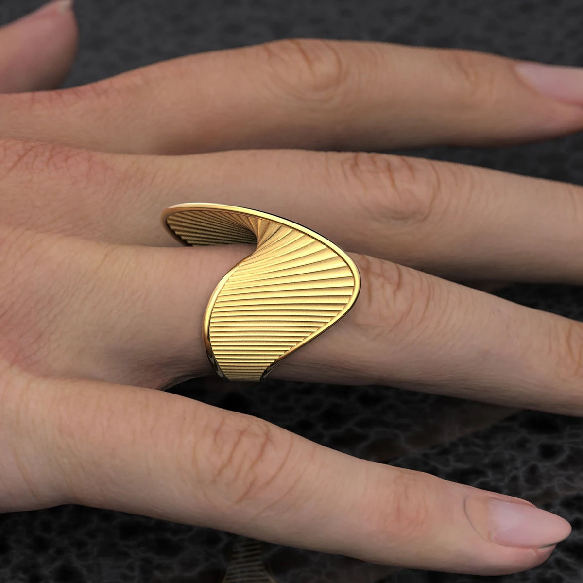 Sleek Gold Asymmetric Ring for Women - Elevate Your Western Look