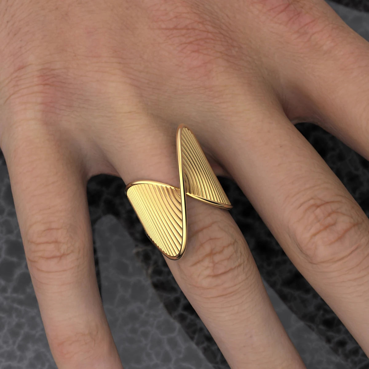 Sleek Gold Asymmetric Ring for Women - Elevate Your Western Look