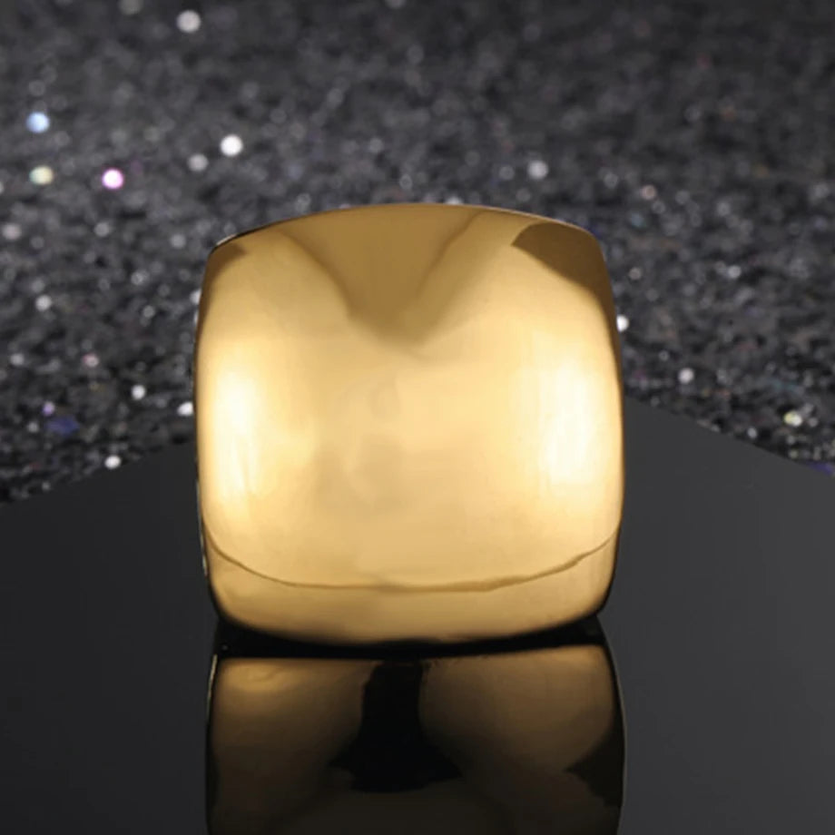 Chunky Gold Plated Square Ring – Luxe Modern Jewelry