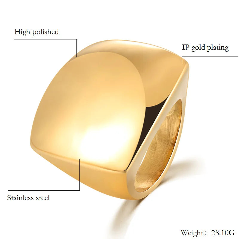 Chunky Gold Plated Square Ring – Luxe Modern Jewelry