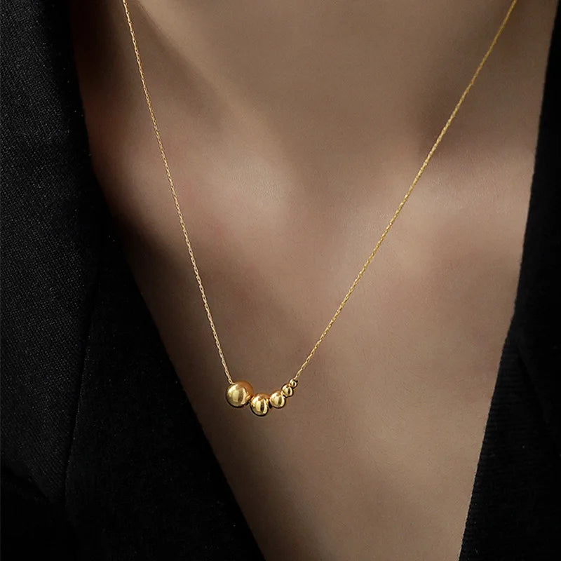 Gold Ball Beads Pendant Necklace - RusHush