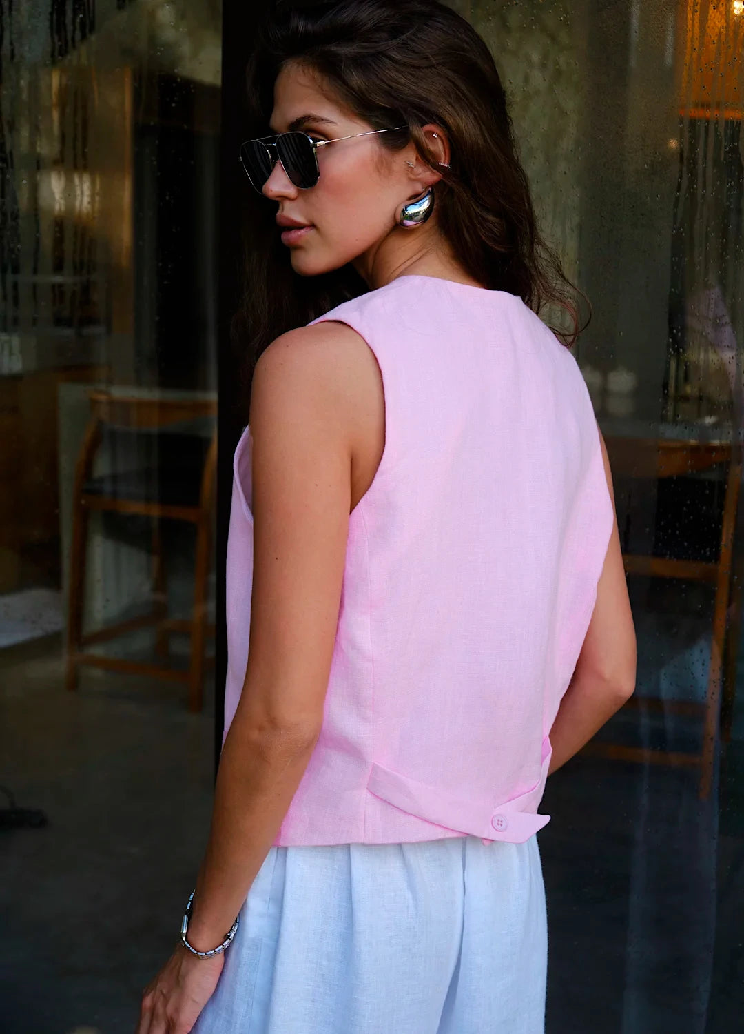 Minimalist Button-Up Vest for Effortless Summer Style