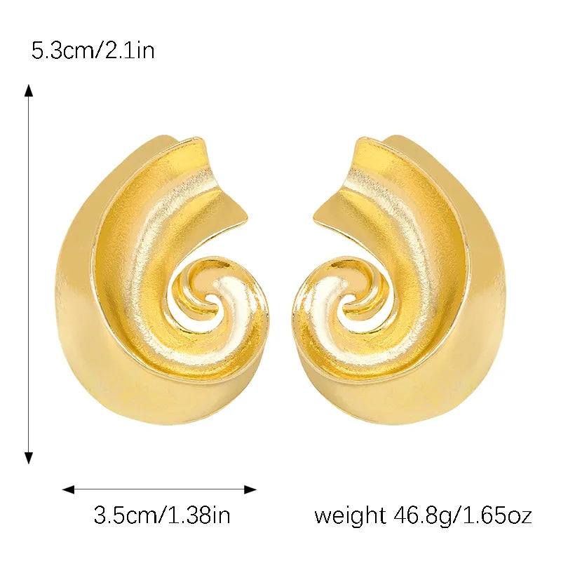 Vintage-Inspired Gold Spiral Earrings - Chunky Swirl Statement Hoops