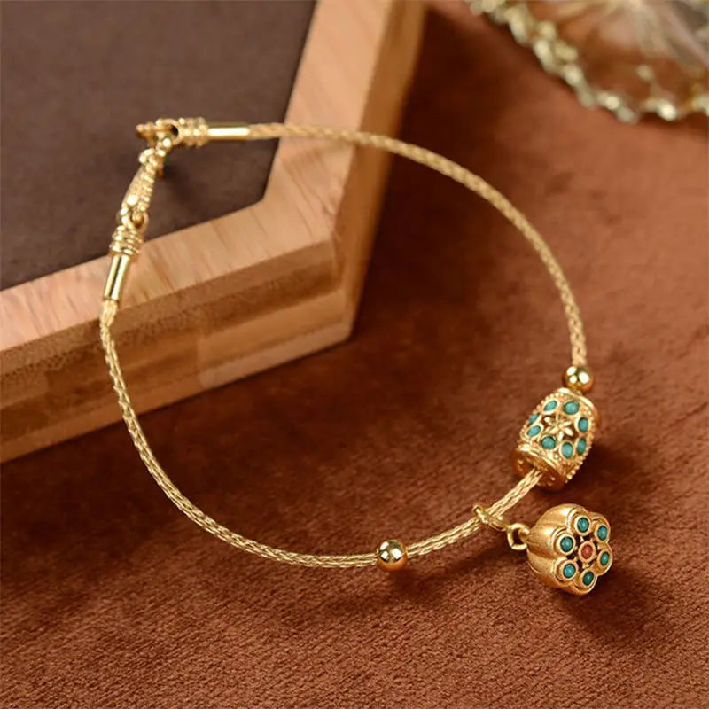 Ancient Gold Craftsmanship Lotus Adjustable Bracelet