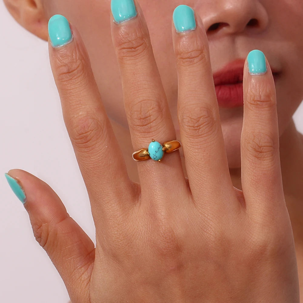 Vibrant Elegance: Gold-plated rings with Semi-Precious Stones