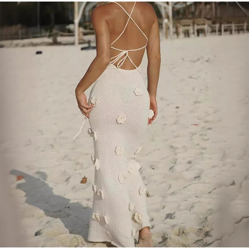 Stunning Flower Embellished Bodycon Maxi Dress