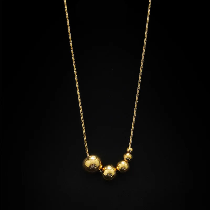 Gold Ball Beads Pendant Necklace