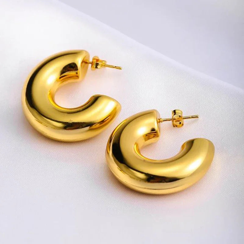 Chunky C Shape Hoop Earring