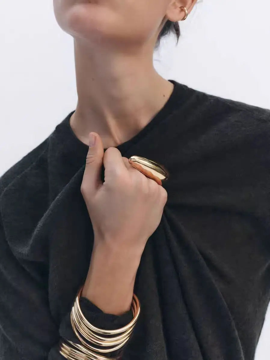 Elegant Gold Plated Statement Ring - Contemporary Design