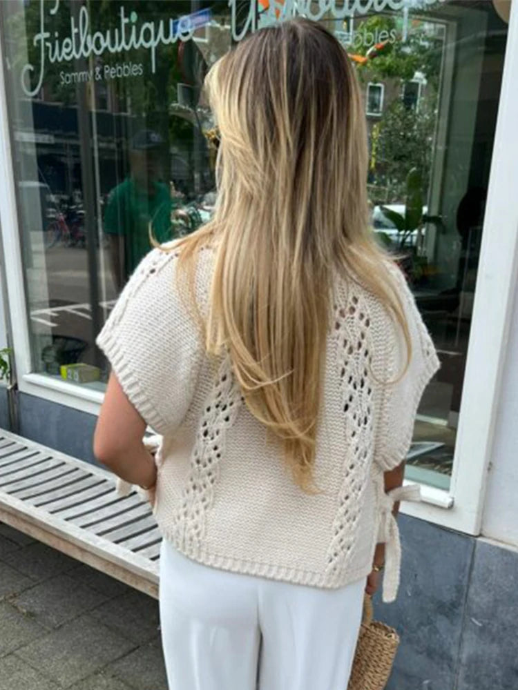 Cable Knit Sweater with Side Tie - Perfect for Western Summer Vibes