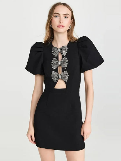 Black Neck Bow Dress - RusHush