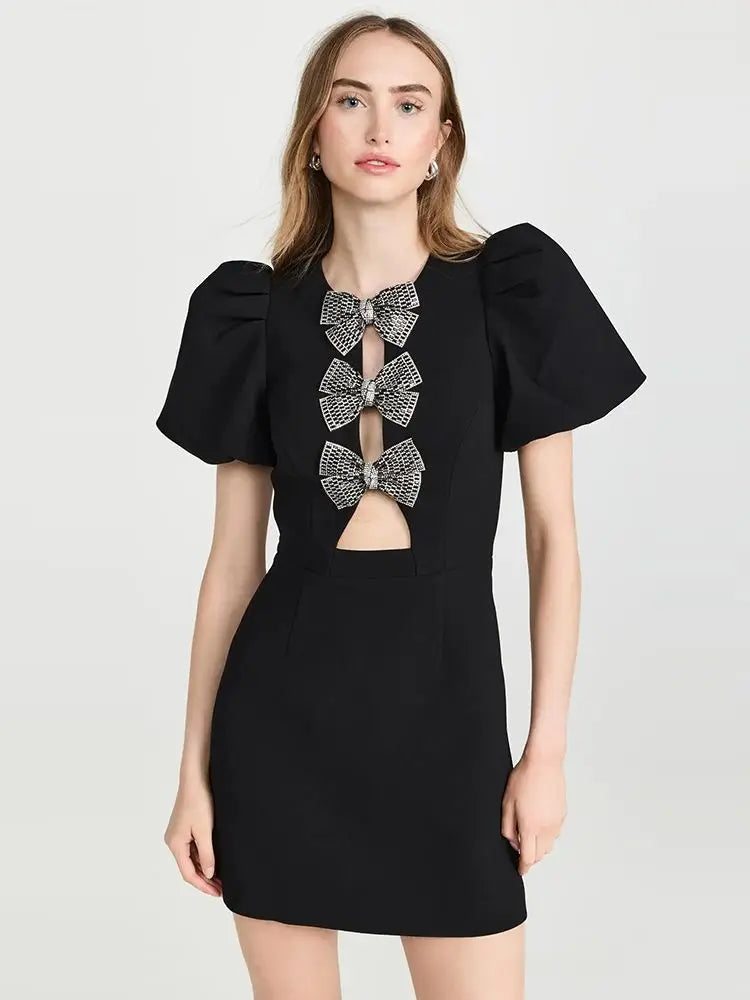 Black Neck Bow Dress