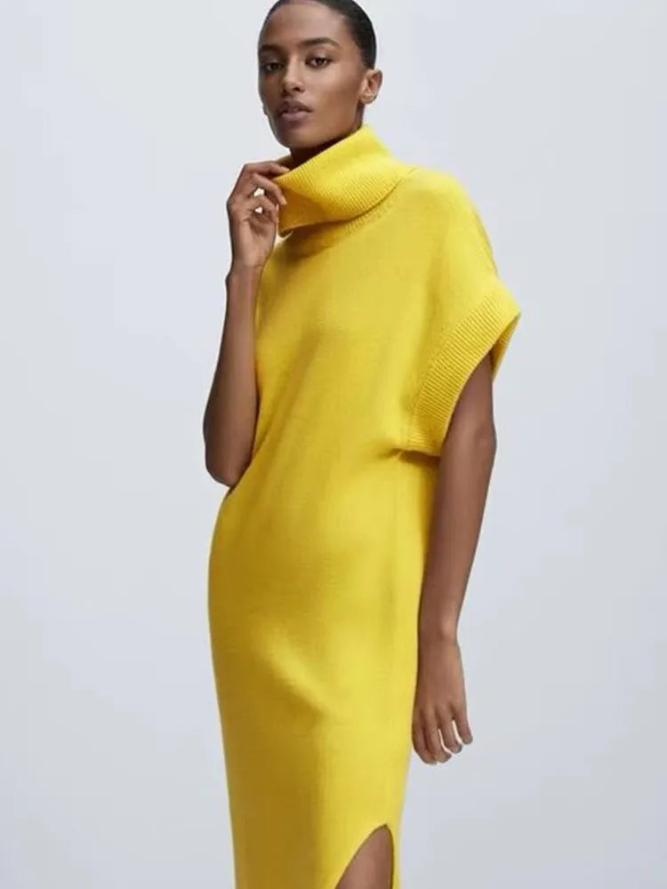 Short Sleeve Knitted Dress - RusHush