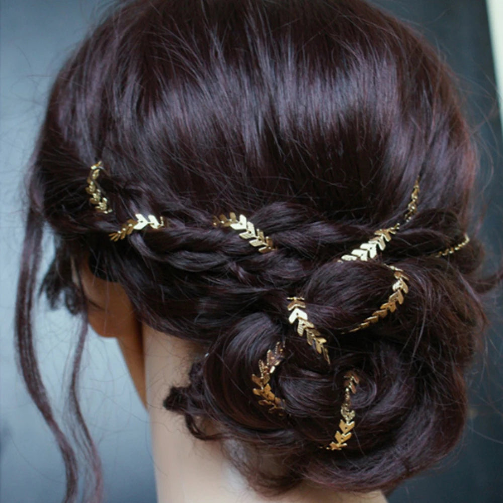 Gold Leaf Hair Chain – Elegant Braided Hair Accessory