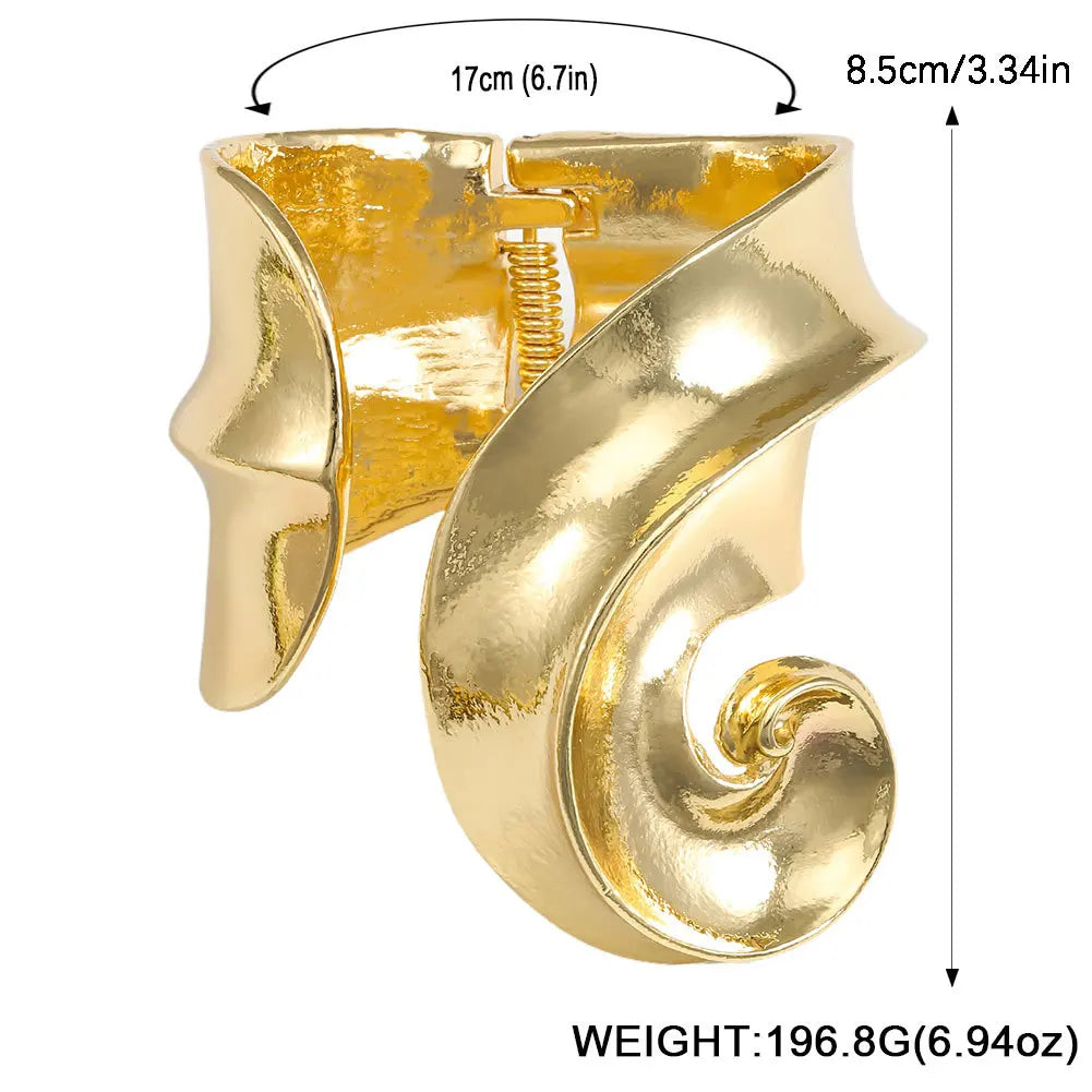 Luxury Spiral Gold and Silver Bangle - Bold Two-Tone Fashion Bracelet