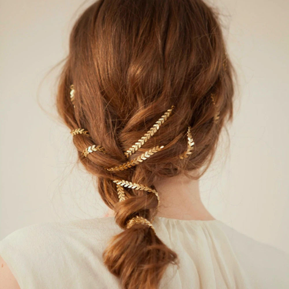 Gold Leaf Hair Chain – Elegant Braided Hair Accessory