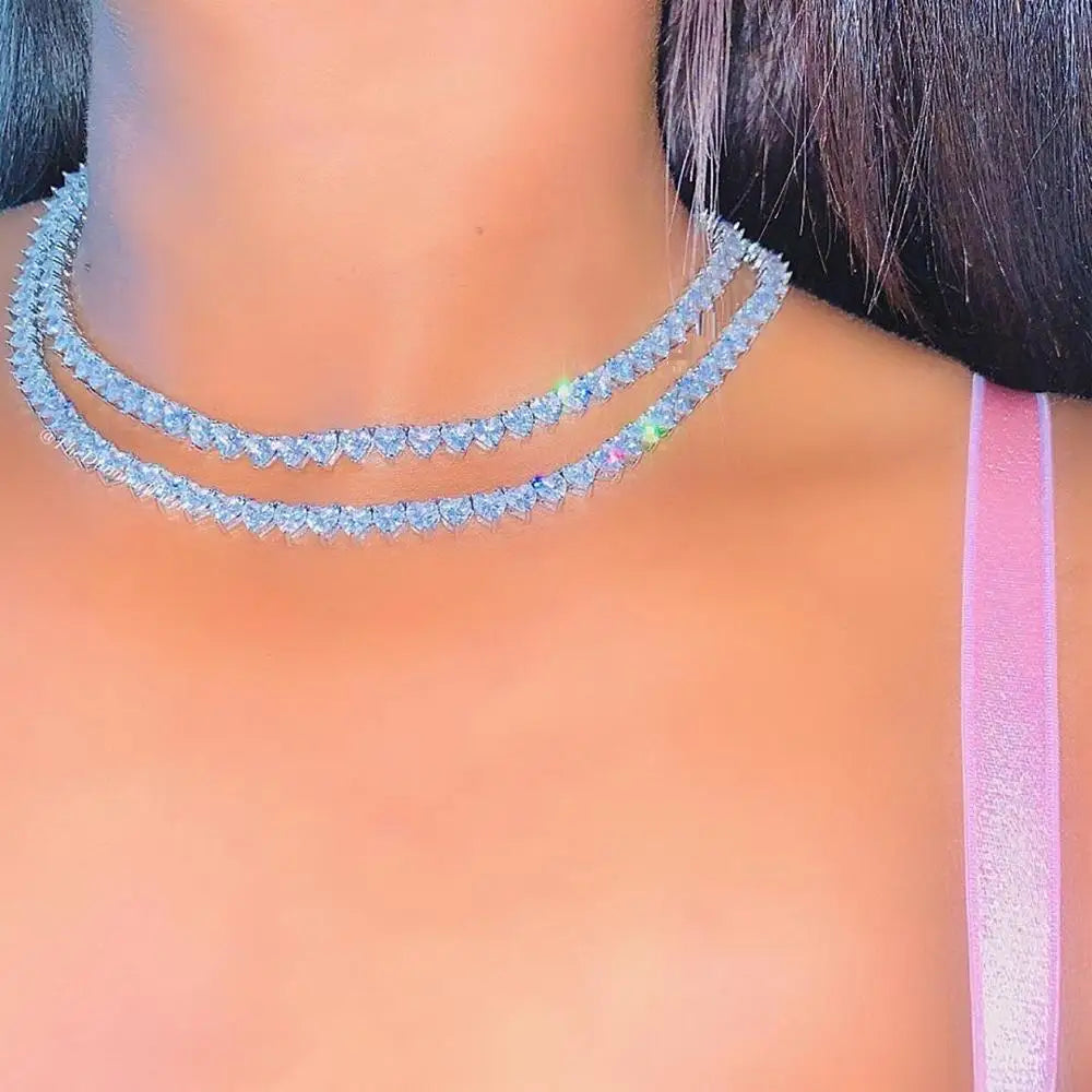 Heart Shape Stone Studded Choker