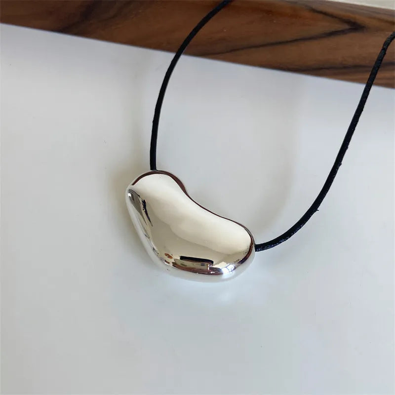 Chunky Heart Necklace Silver - RusHush