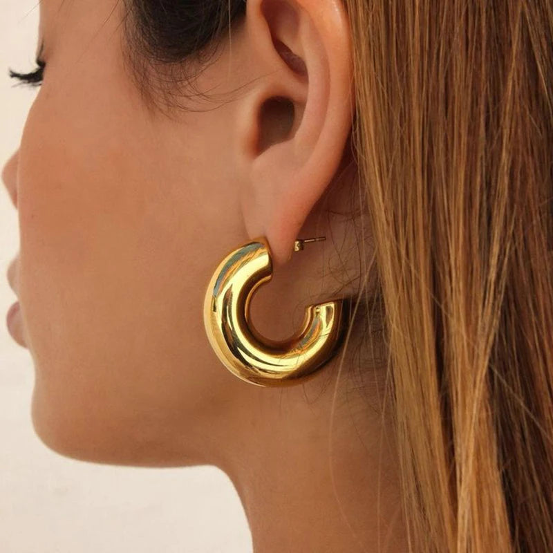 Chunky C Shape Hoop Earring