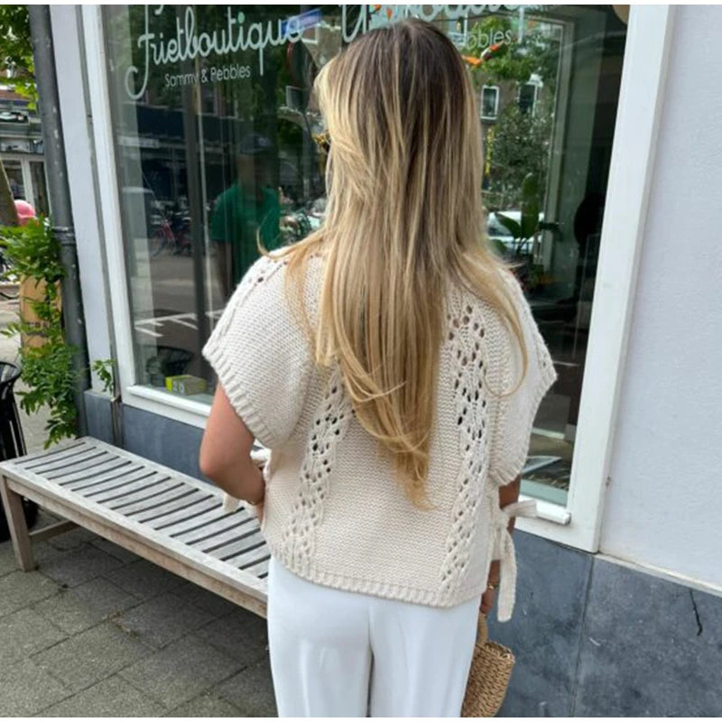 Cable Knit Sweater with Side Tie - Perfect for Western Summer Vibes