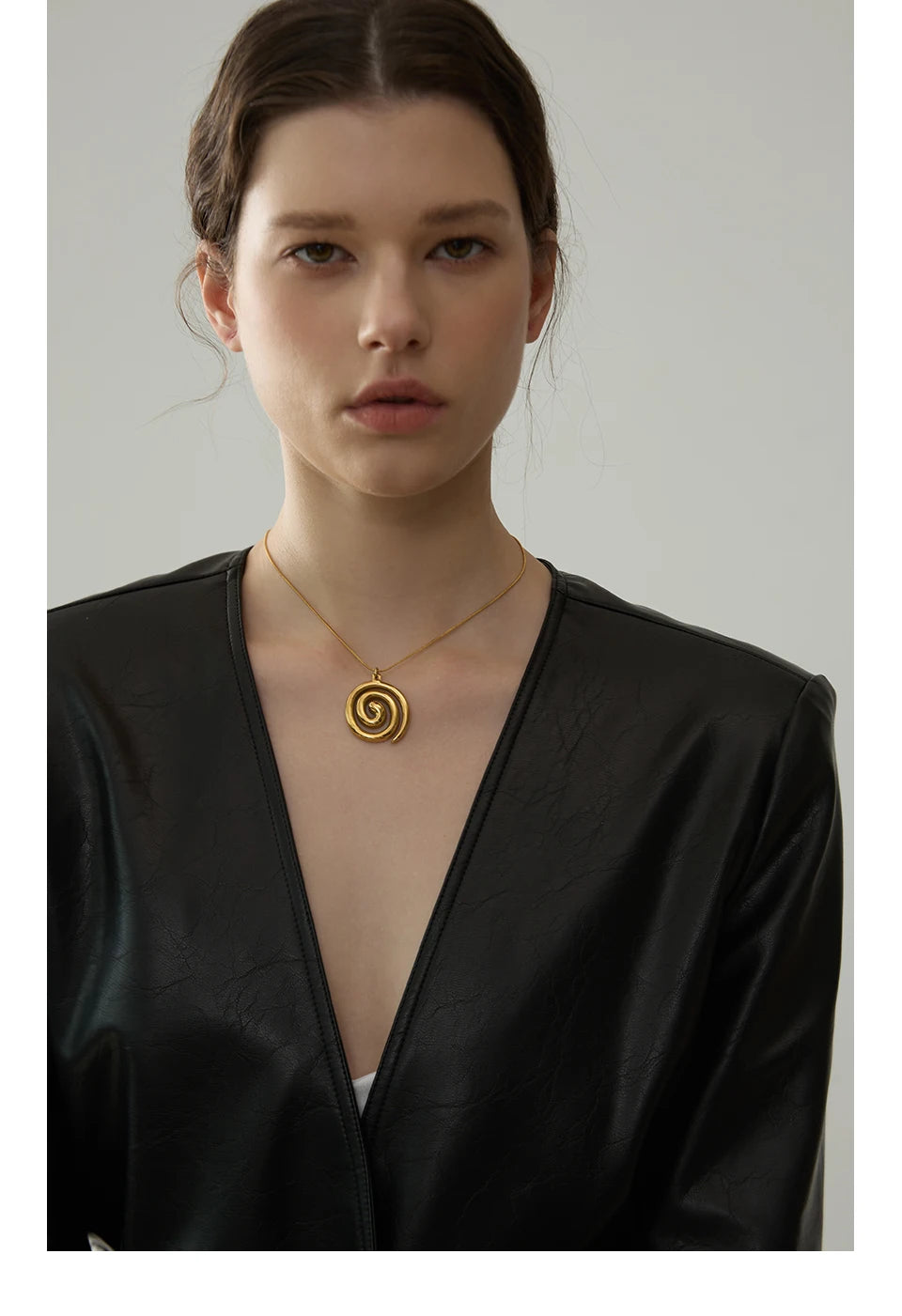 Golden Spiral Pendant Necklace - Artistic Statement Jewelry