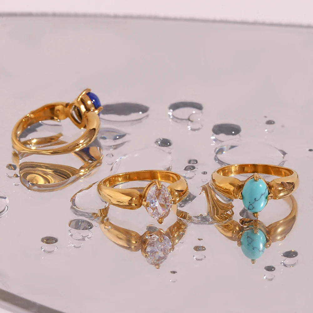 Vibrant Elegance: Gold-plated rings with Semi-Precious Stones