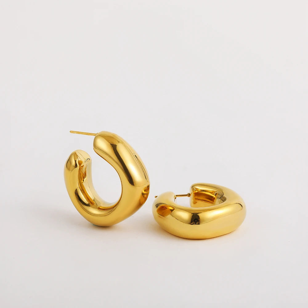 Chunky Uneven C Shape Hoop Earring