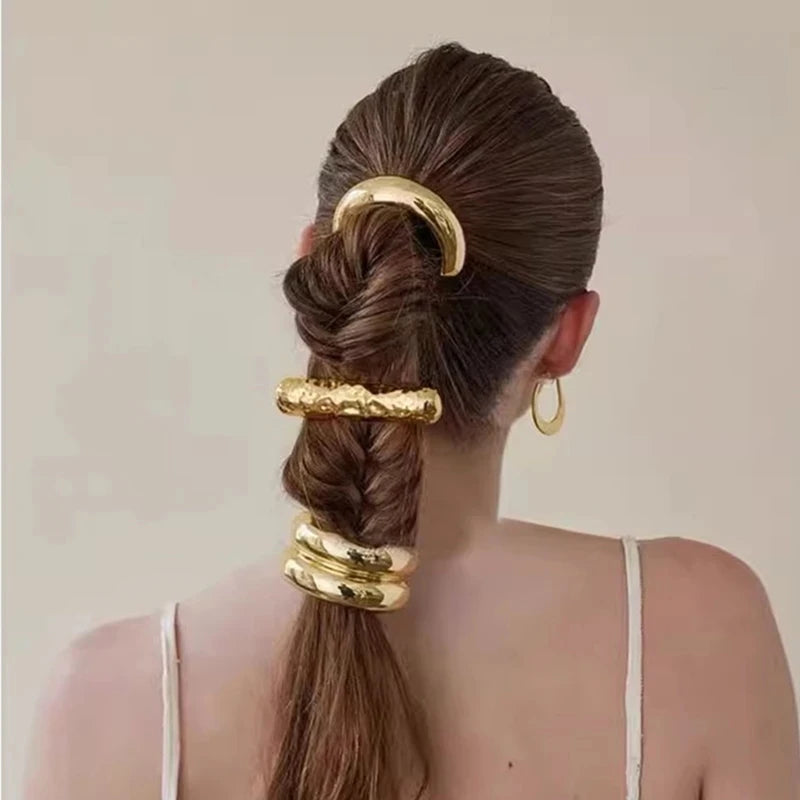 Retro Elastic Metal Hair Loop – Elegant Cross Design Hair Accessories