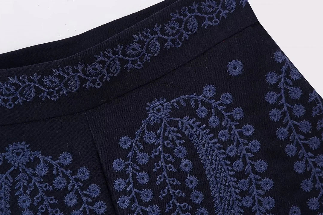 Vintage-Inspired Embroidered Shorts