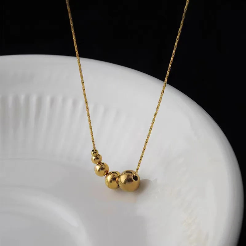 Gold Ball Beads Pendant Necklace