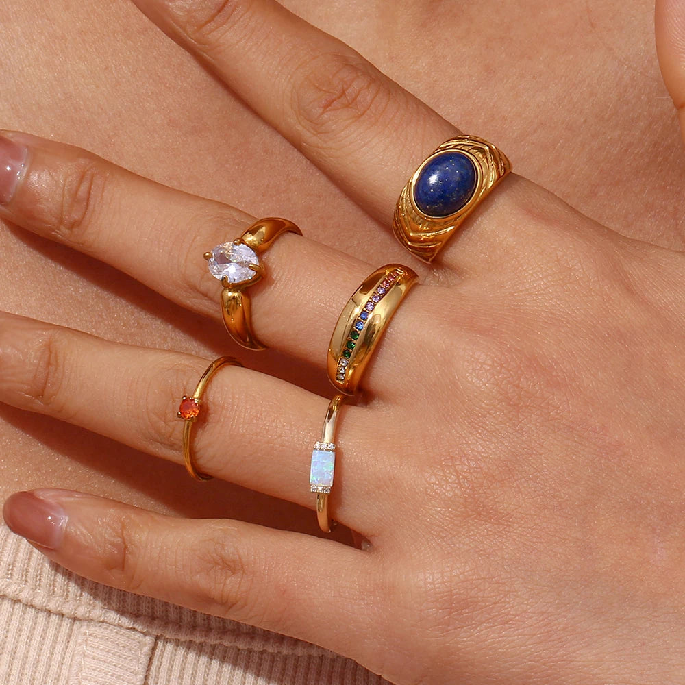 Vibrant Elegance: Gold-plated rings with Semi-Precious Stones