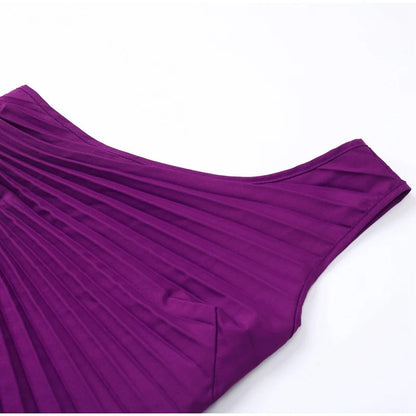 Printed Pleated Satin Maxi Dress - RusHush
