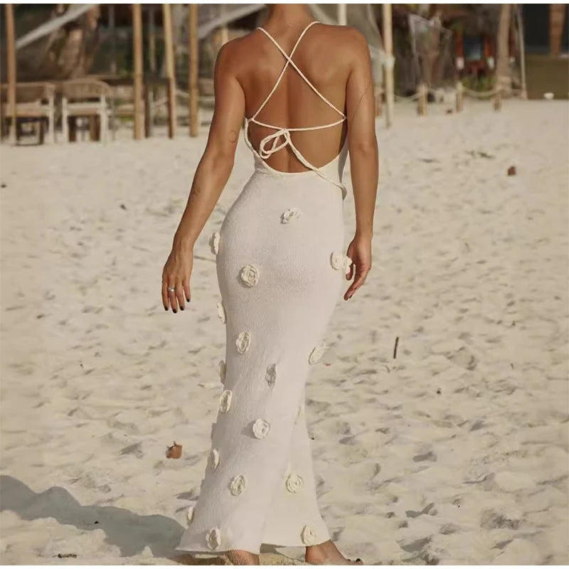 Stunning Flower Embellished Bodycon Maxi Dress