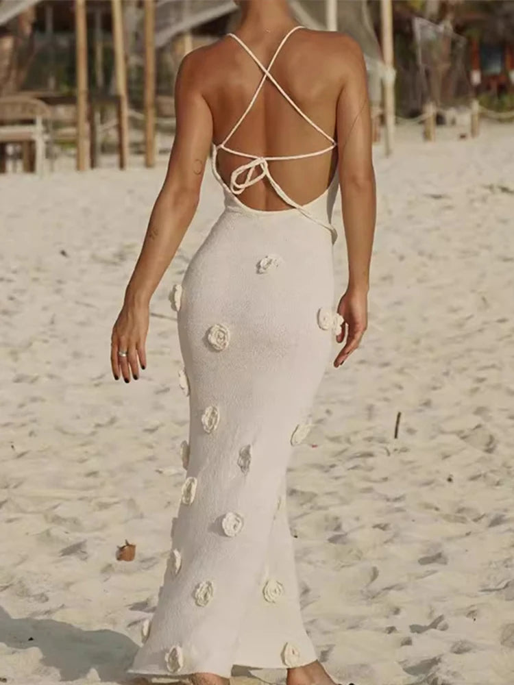 Stunning Flower Embellished Bodycon Maxi Dress