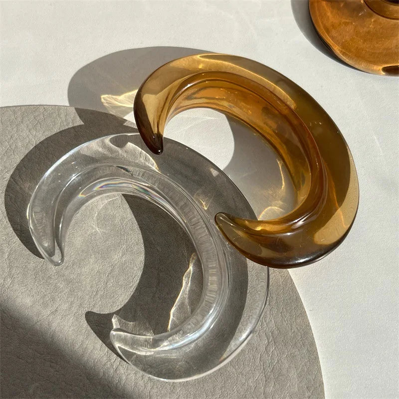 Clear and Amber Resin Bangles – Bold and Minimalist Charm