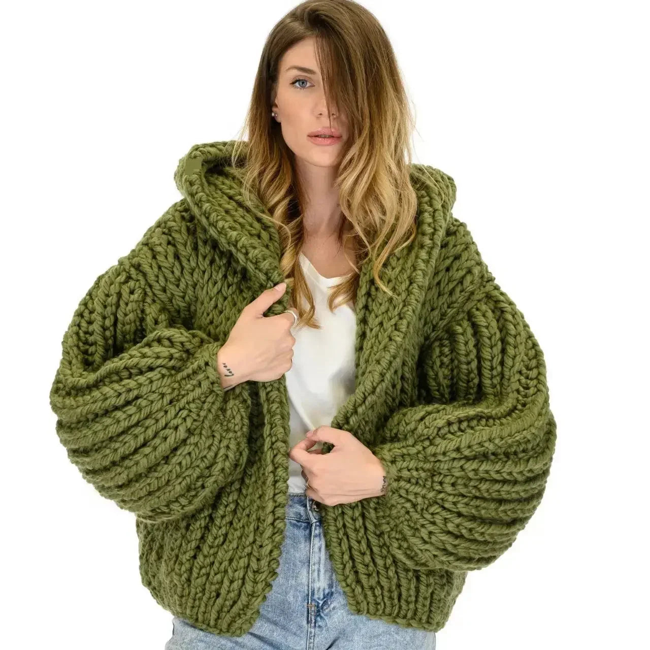 Thick Handmade Hooded Cardigan