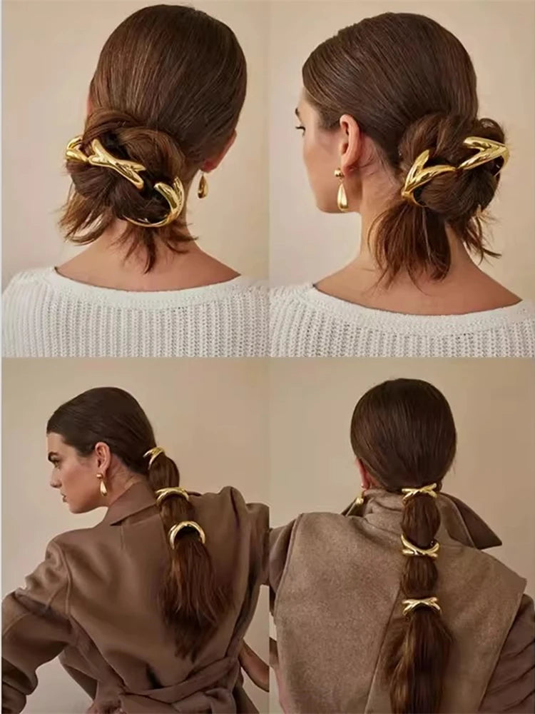 Gold Cross Knot Hair Cuffs Loop Hairband | Elegant Western Braided Hair Accessories