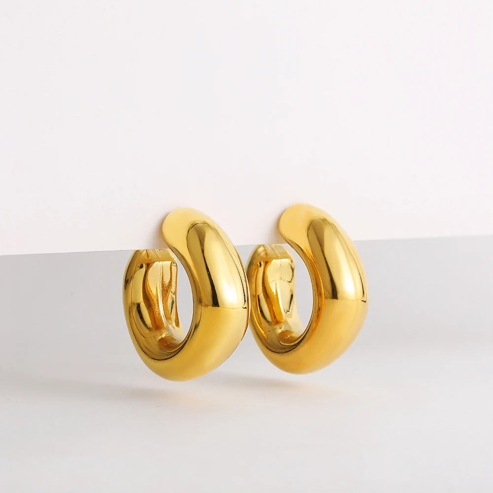 Chunky Uneven C Shape Hoop Earring