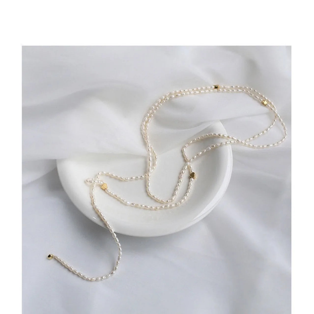 Long Freshwater Pearl Necklace with Rice Shaped Pearls - Elegant & Multi-Wear