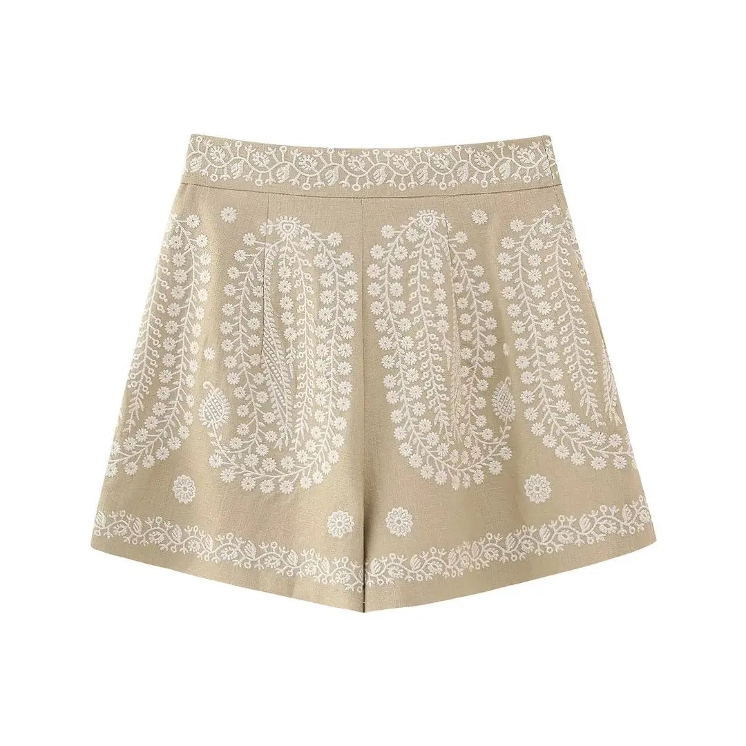 Vintage-Inspired Embroidered Shorts