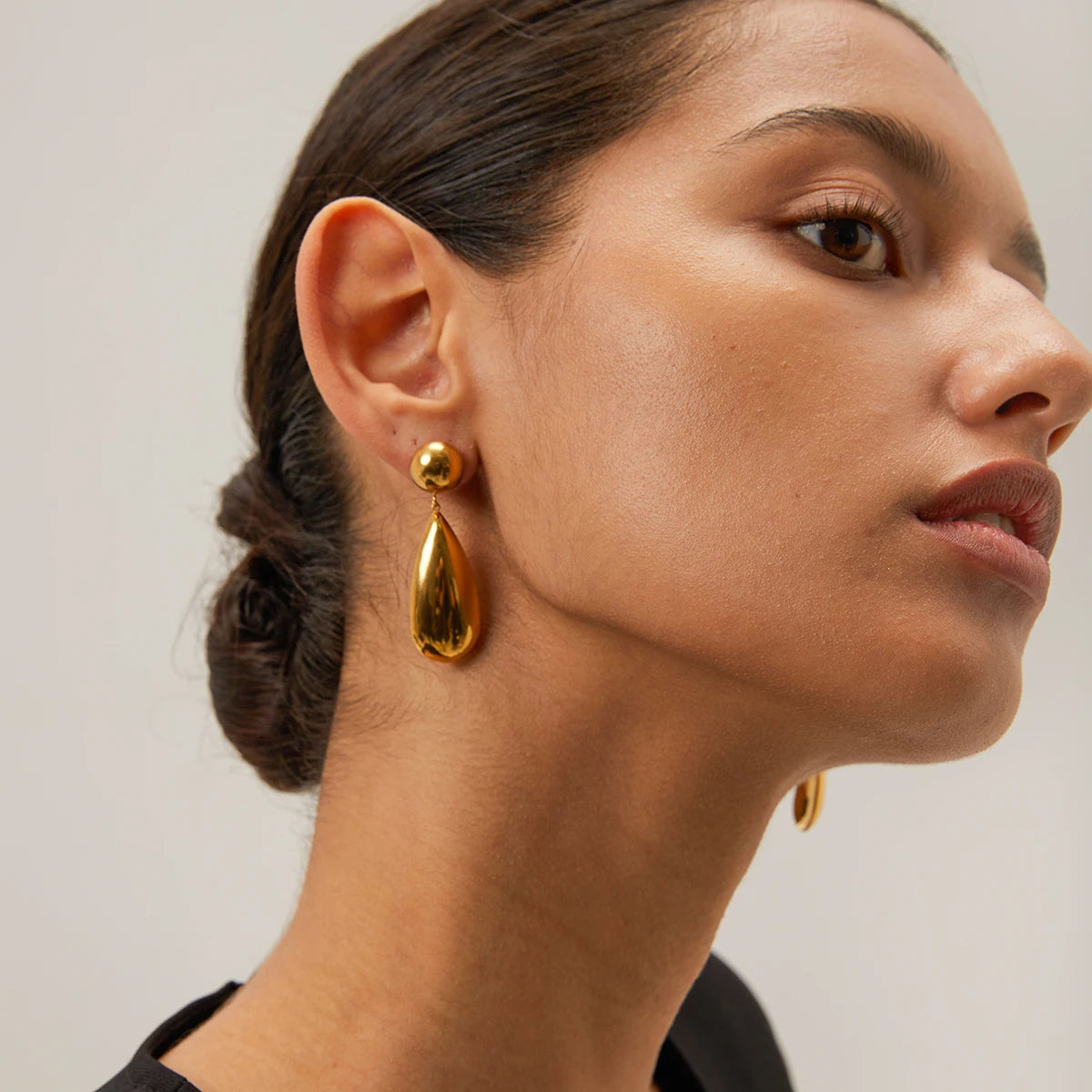 Bold Gold-Plated Teardrop Earrings with Ball Stud