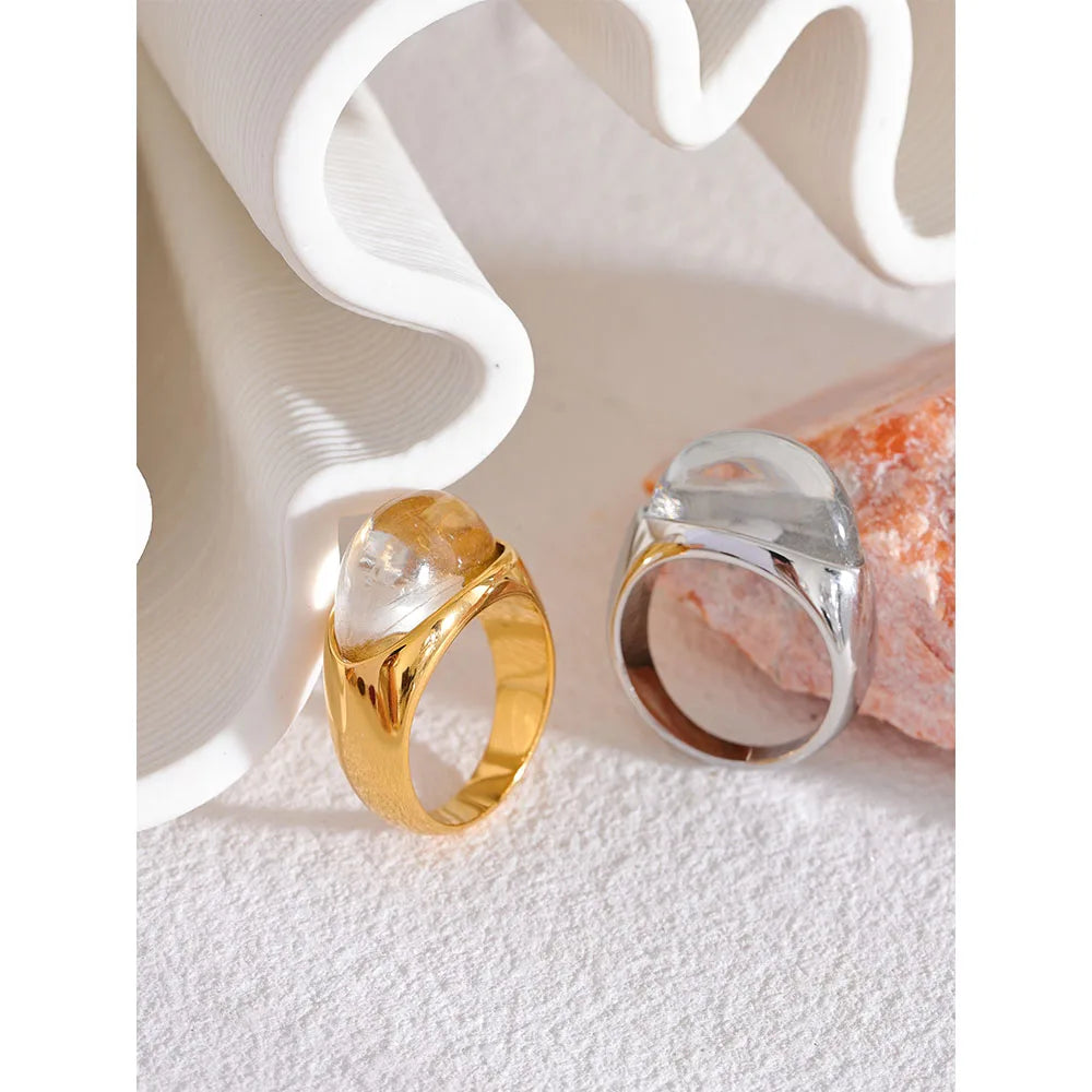 Translucent Crystal Dome Rings