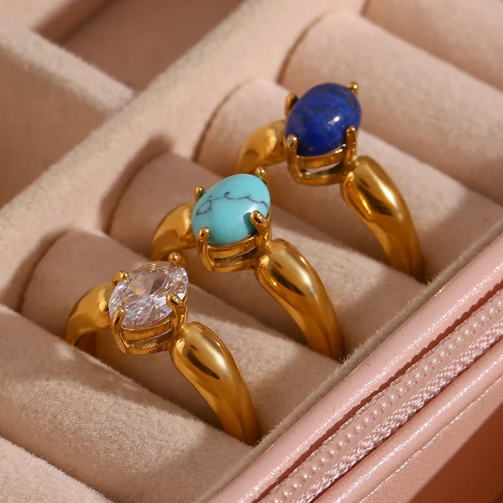 Vibrant Elegance: Gold-plated rings with Semi-Precious Stones