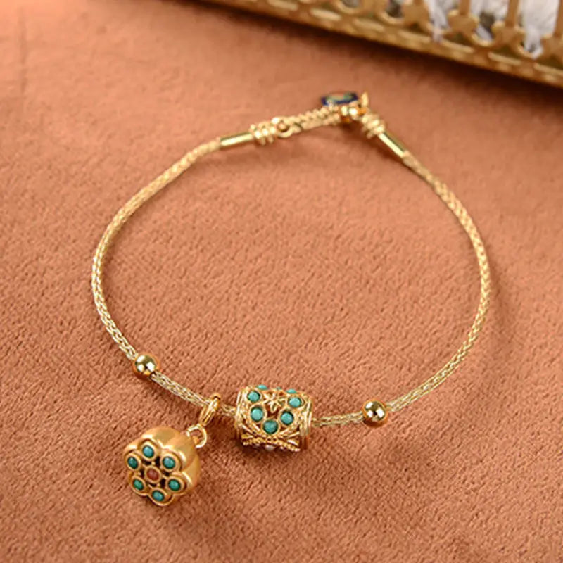 Ancient Gold Craftsmanship Lotus Adjustable Bracelet