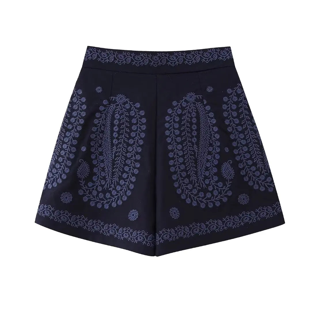 Vintage-Inspired Embroidered Shorts