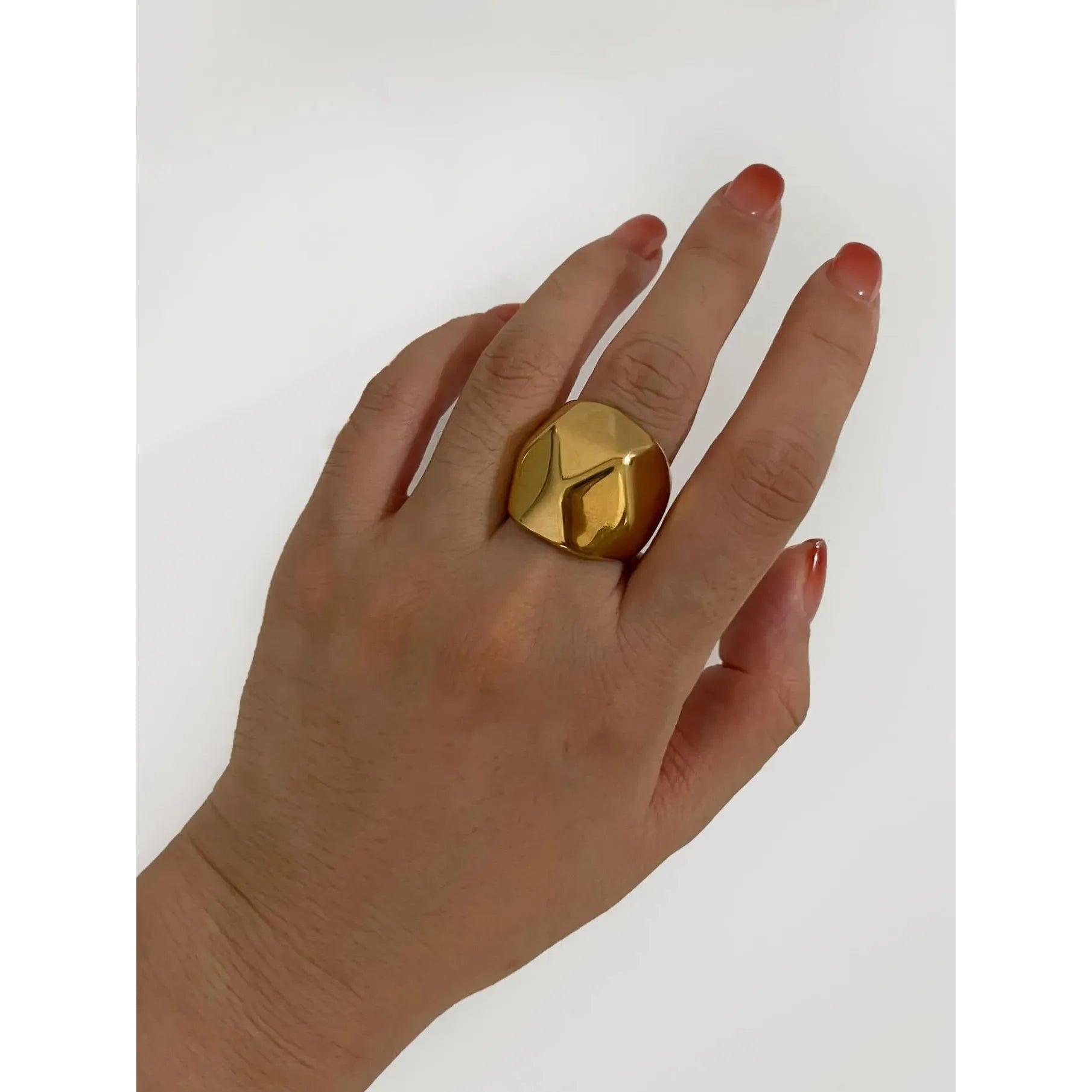 Geometric Sculpted Gold Ring - Modern Statement Jewelry