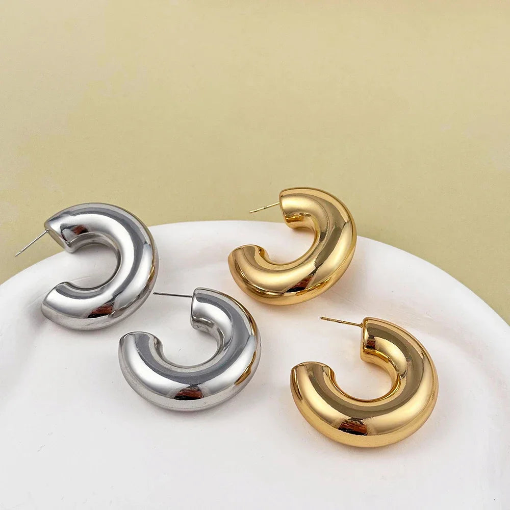 Chunky C Shape Hoop Earring