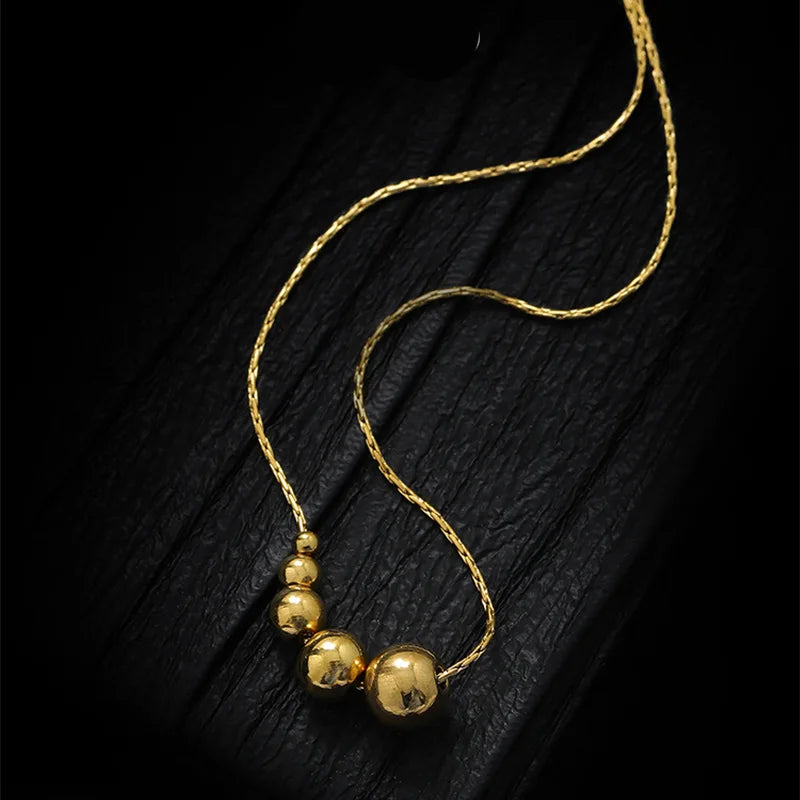 Gold Ball Beads Pendant Necklace