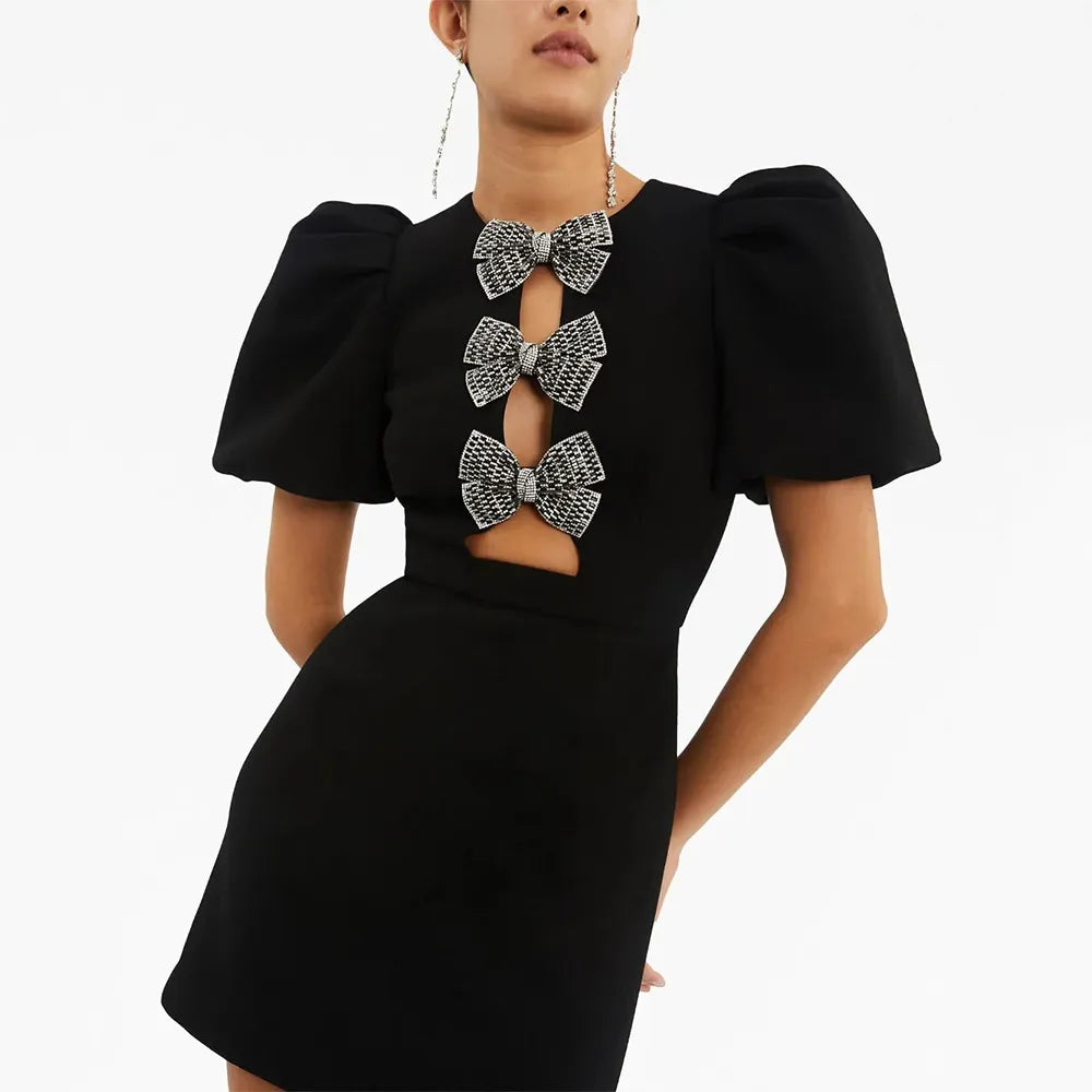 Black Neck Bow Dress - RusHush